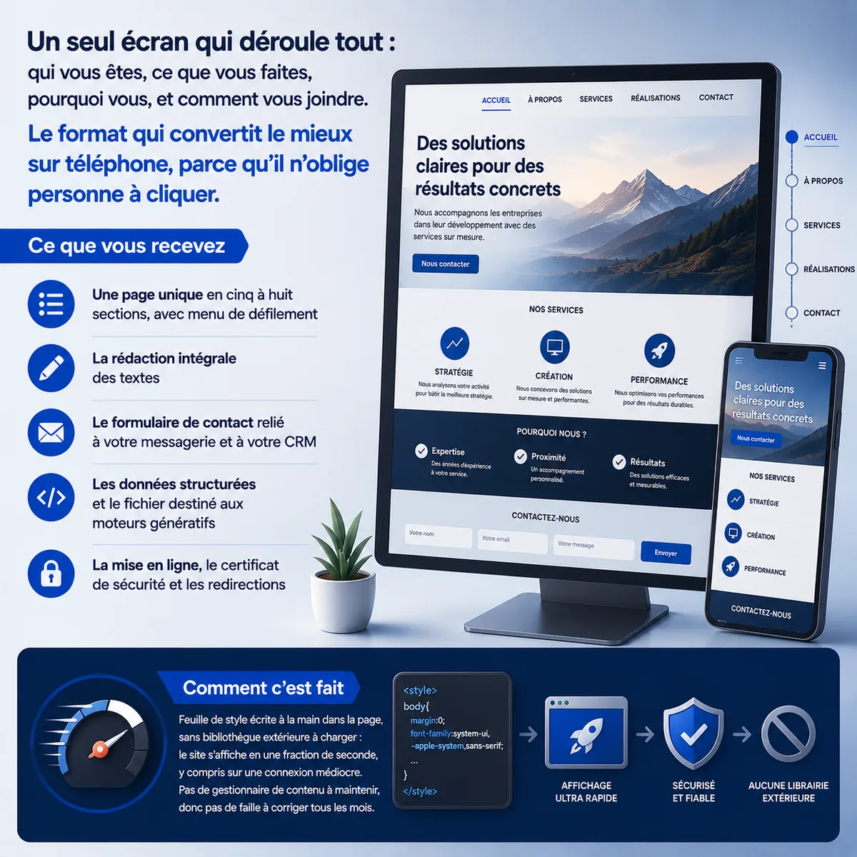Site vitrine, une page à ancres