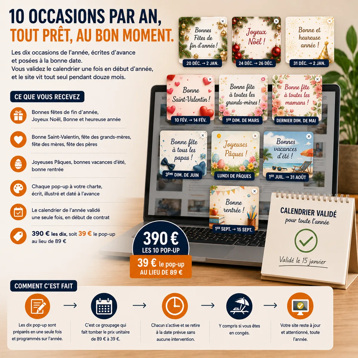 Pop-up de saison, l'année entière